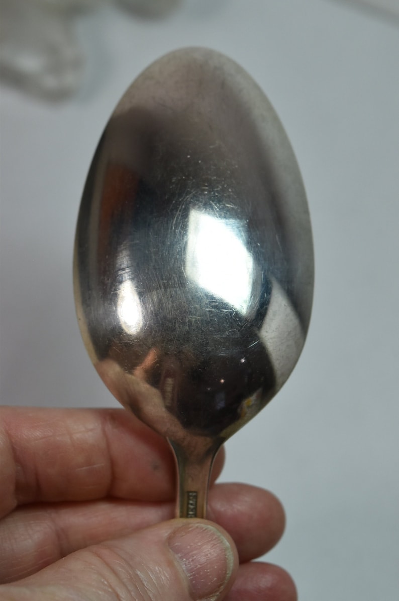 Antique English Sterling Silver Spoon 8 3/8 Long Fancy Repousse Floral Handle image 6