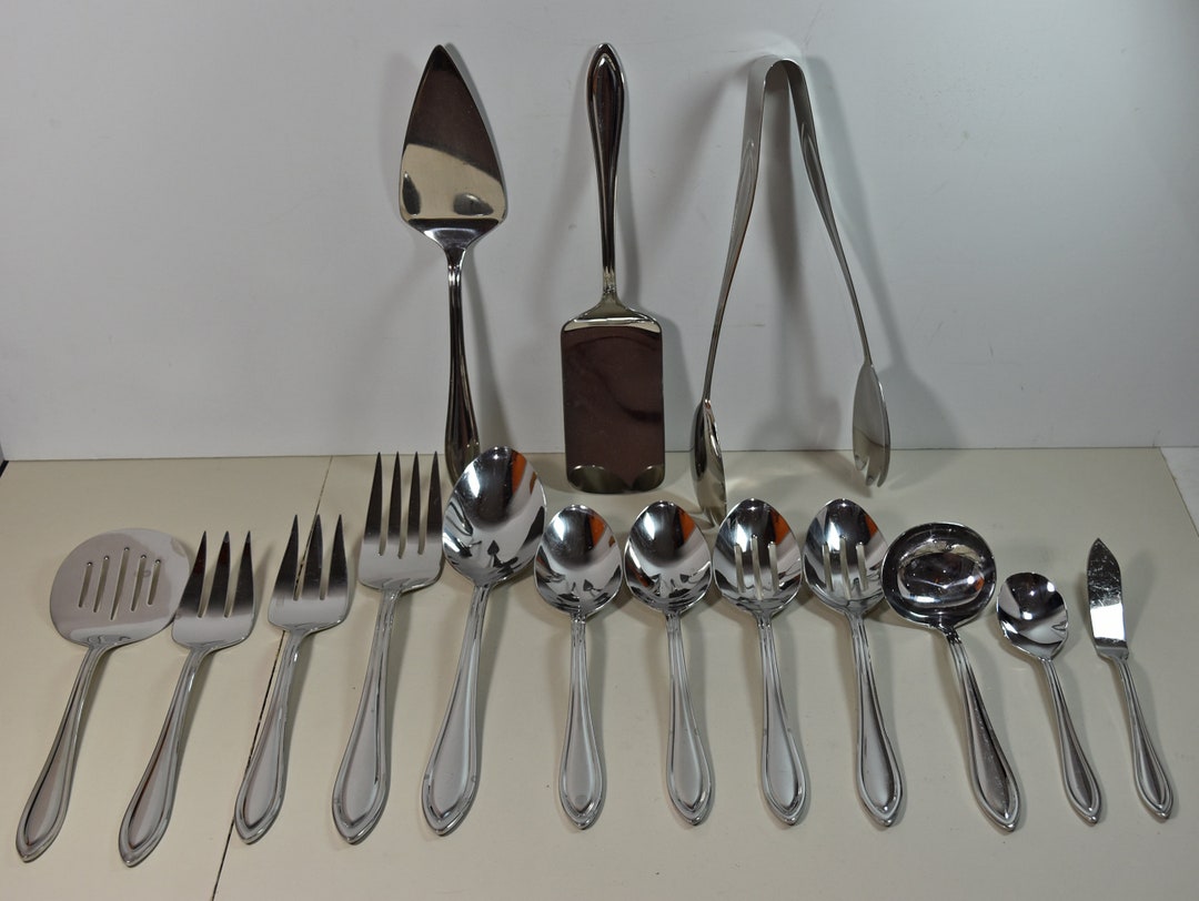 Lenox Stainless Steel MEDFORD Flatware Serving 15 Pieces Etsy