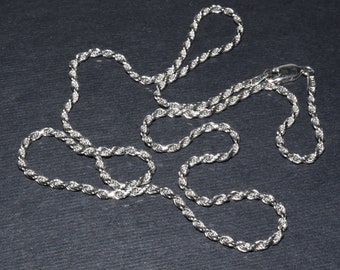 14K White Gold Rope Chain Necklace 6.7 grams 18" long