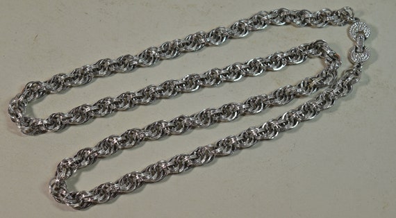 Vintage Monet Silver Tone Thick Textured Rope Cha… - image 8