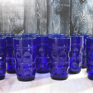 11 - 12 Oz Tumblers Color Crown Cobalt Colony Cobalt Blue Glasses Thumb Print