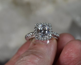 Tacori Sterling Silver Brilliant CZ Princess Cut Cocktail Ring Sz 7