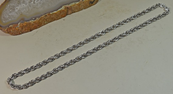 Vintage Monet Silver Tone Thick Textured Rope Cha… - image 7