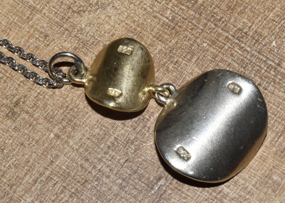 Sterling Silver Orb Necklace Signed Simple Modern… - image 4