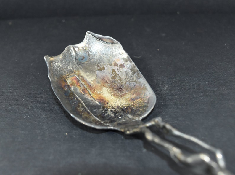 Icelandic Jens Peter Clausen Gudjonsson JENS 1920-2010 Brutalist Sterling Serving Spoon with Agate Stone Mid Century Modern