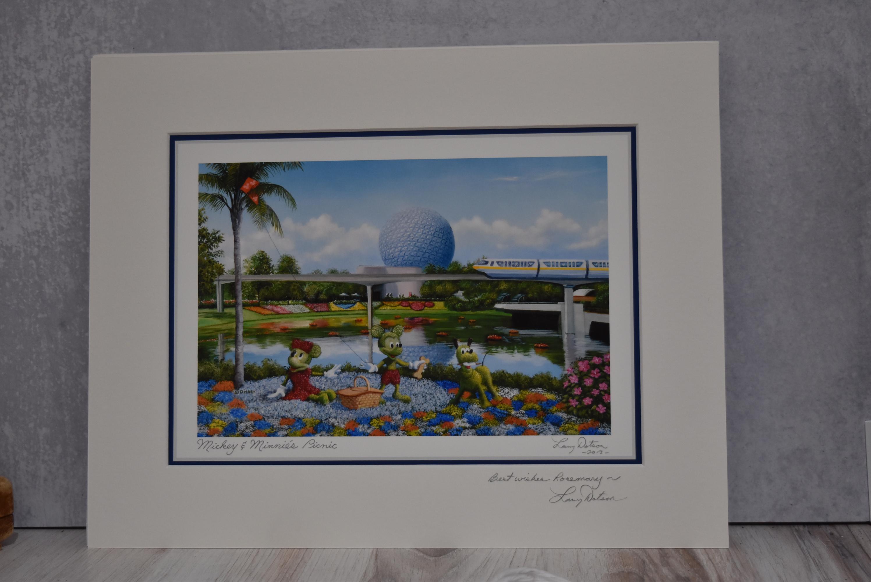 Disney World Mickey and Minnies Picnic Larry Dotson Art Flower and