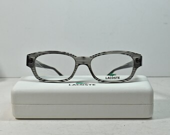 2009 Lacoste Clear Black Stripe 140mm Eyeglass Frames New Old Stock LA12222 with Case