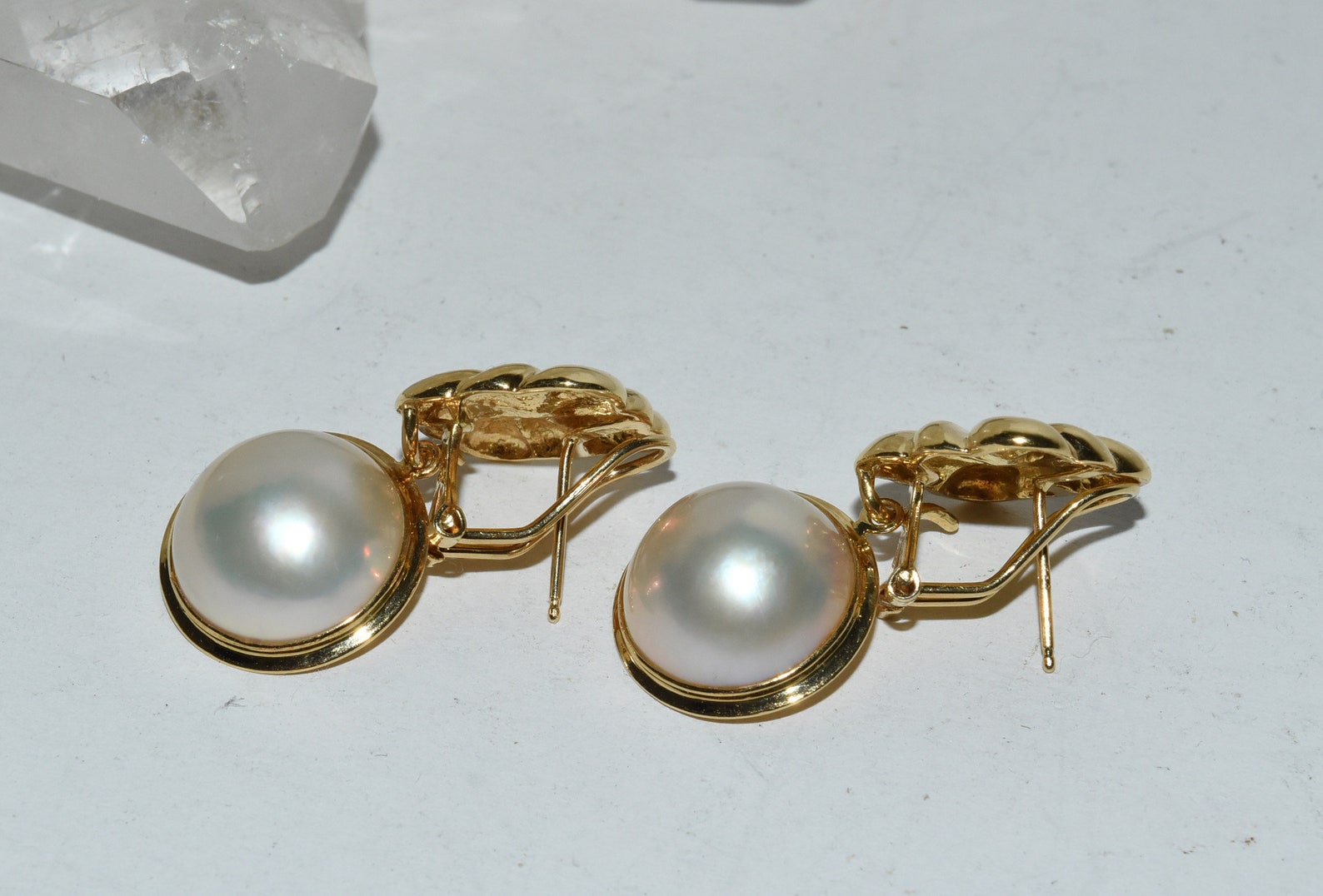18k Gold James Allen Pierced Earrings Removable Mabe Pearl | Etsy