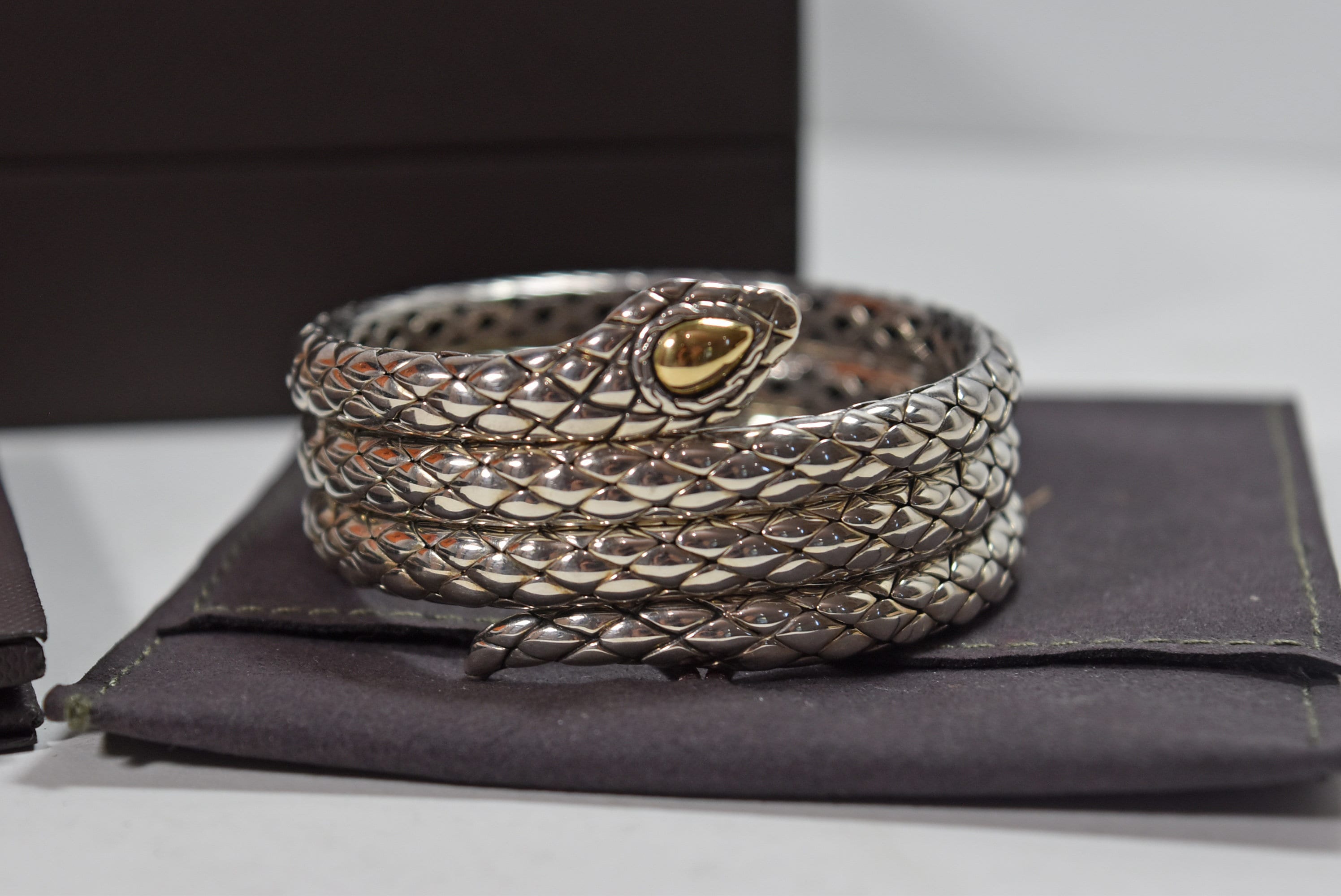 John Hardy Sterling Silver 18K Wrap Snake Bracelet With Box Etsy
