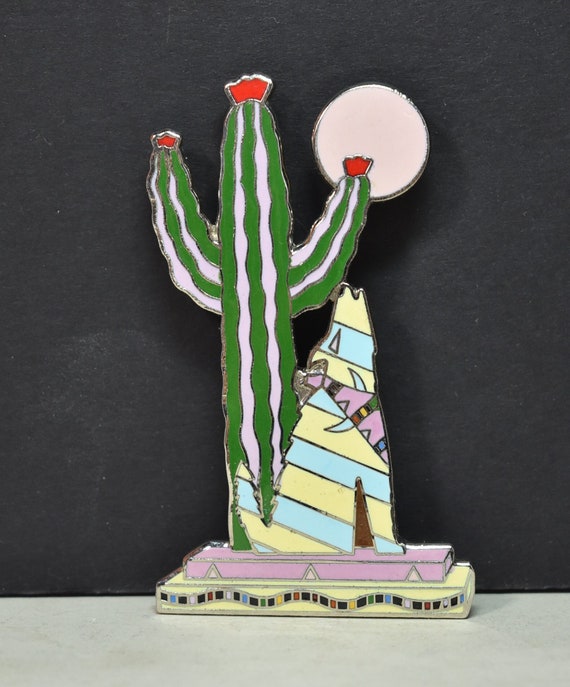Vintage TAVLOS 1988 Enamel Southwestern Cactus Co… - image 1