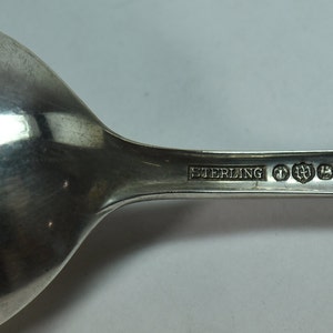Antique English Sterling Silver Spoon 8 3/8 Long Fancy Repousse Floral Handle image 4