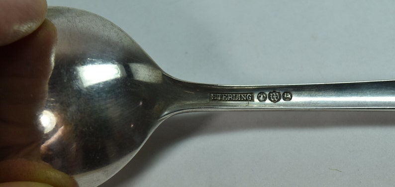 Antique English Sterling Silver Spoon 8 3/8 Long Fancy Repousse Floral Handle image 4