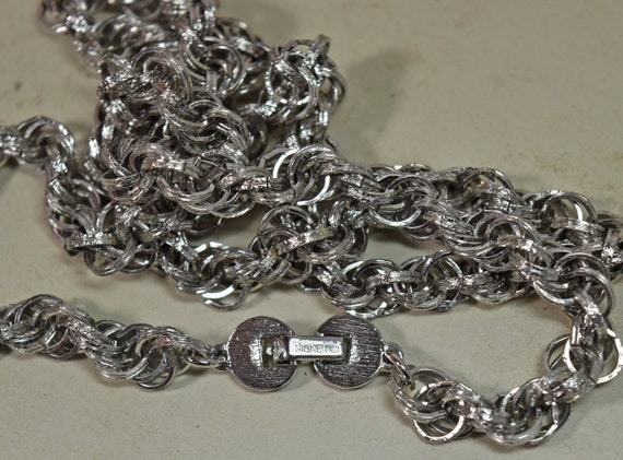 Vintage Monet Silver Tone Thick Textured Rope Cha… - image 5