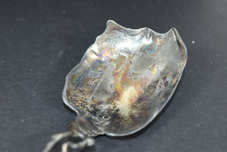 Icelandic Jens Peter Clausen Gudjonsson JENS 1920-2010 Brutalist Sterling Serving Spoon with Agate Stone Mid Century Modern