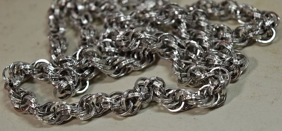 Vintage Monet Silver Tone Thick Textured Rope Cha… - image 3