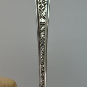 Antique English Sterling Silver Spoon 8 3/8 Long Fancy Repousse Floral Handle image 8