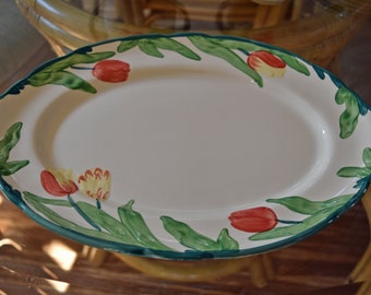 Vintage Franciscan TULIP Dinnerware Serving Platter 14 1/4" Spring Flowers