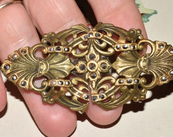 Vintage Marcasite Belt Buckle Ornate Antique Accessory