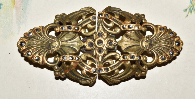 Vintage Marcasite Belt Buckle Ornate Antique Accessory image 2