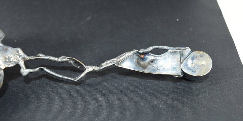 Icelandic Jens Peter Clausen Gudjonsson JENS 1920-2010 Brutalist Sterling Serving Spoon with Agate Stone Mid Century Modern