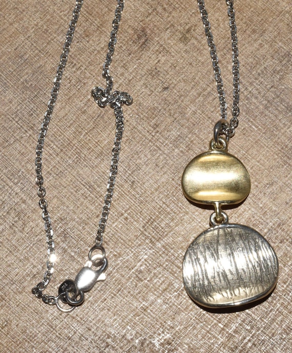 Sterling Silver Orb Necklace Signed Simple Modern… - image 1