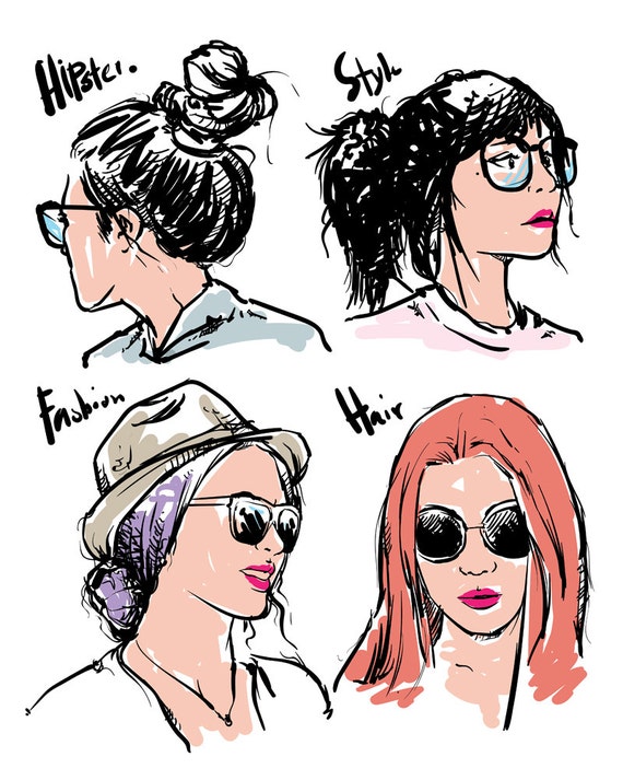 80% off Sale Fashion Girls Hipster EPS, JPG Clipart Commercial Use