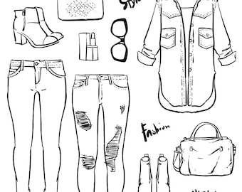 80% Off fashion Collection of women outline (EPS, JPG) clipart commercial use, vector graphics, digital clip art, digital images