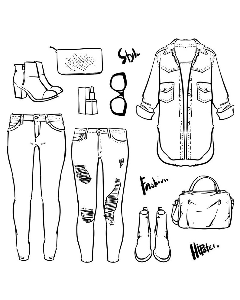 80% Off fashion Collection of women outline EPS, JPG clipart commercial use, vector graphics, digital clip art, digital images image 1
