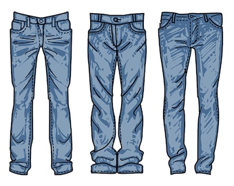 Hand drawn fashion Collection of men's jeans. clipart commercial use, vector graphics, digital clip art, digital images  (EPS, JPG)
