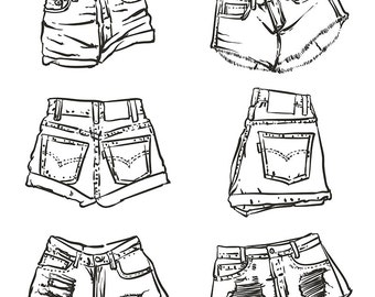 denim shorts drawing