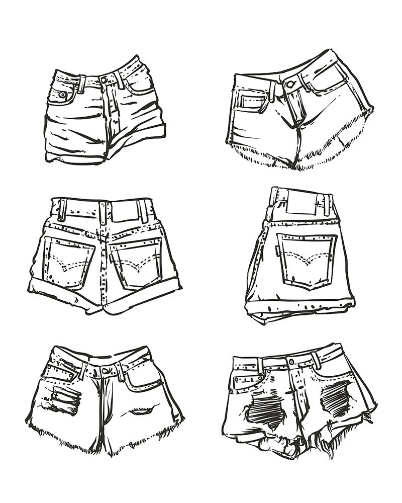 Denim clearance shorts drawing