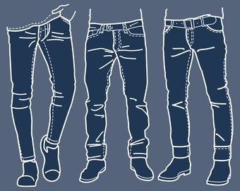 Fashion Collection of men's jeans. clipart commercial use, vector graphics, digital clip art, digital images  (EPS, JPG)