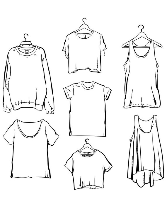 80% off Sale Vector Woman Clothing Set Outline Clipart 