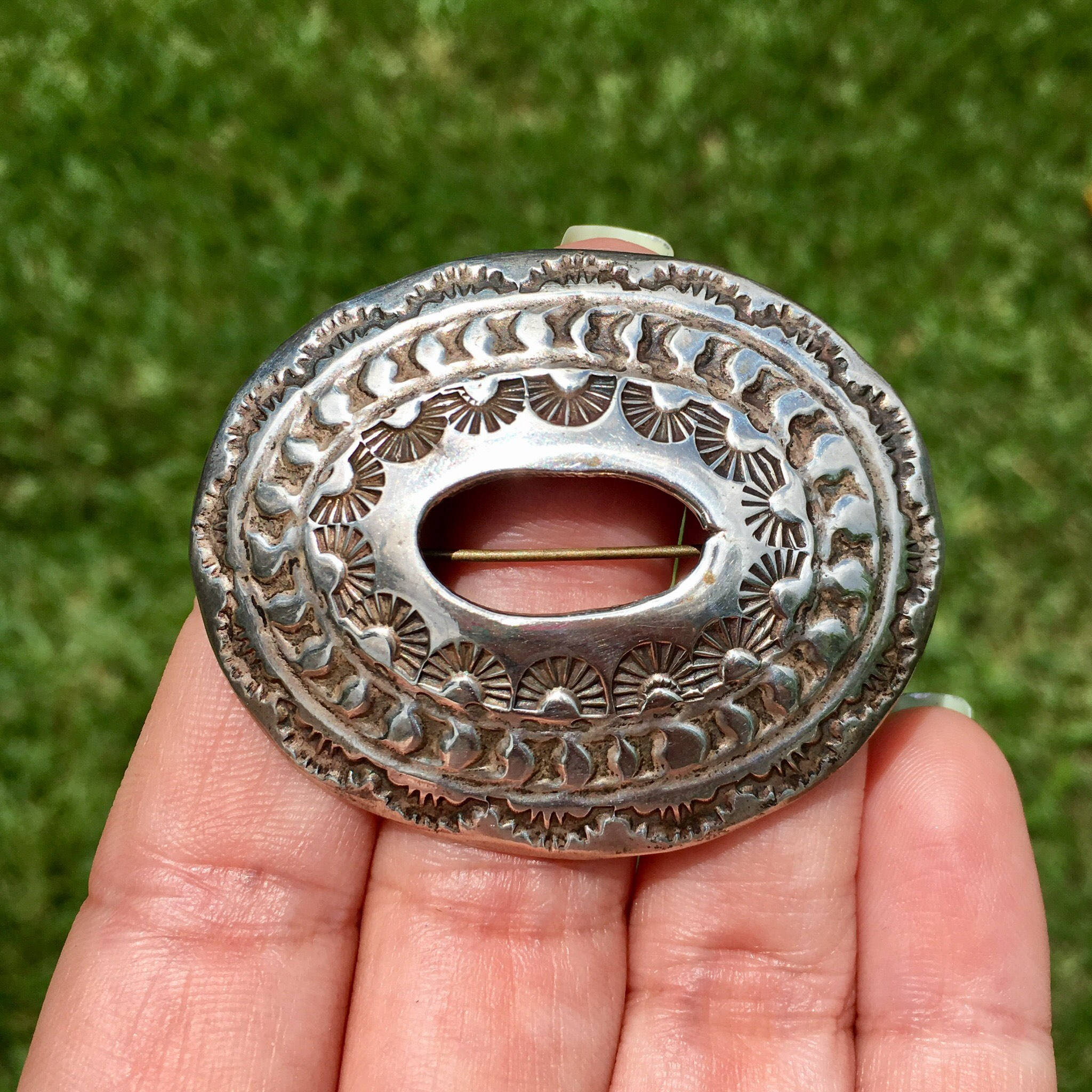Sterling Silver Pin Signed Navajo Native American Jewelry