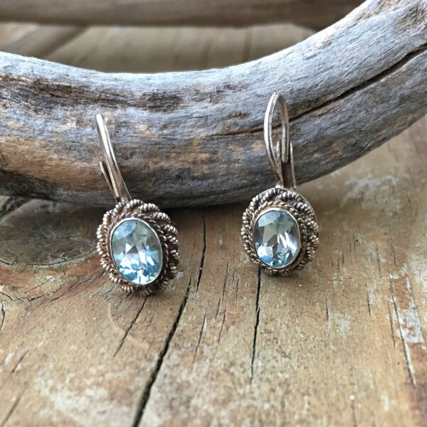 Aquamarine and Sterling Silver Earrings