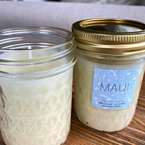 MAUI | Natural Soy Wax Candle | Hand-Poured Scented Candle | Capri Blue Volcano Candle | Housewarming Gift | Reusable Jar | Island Paradise