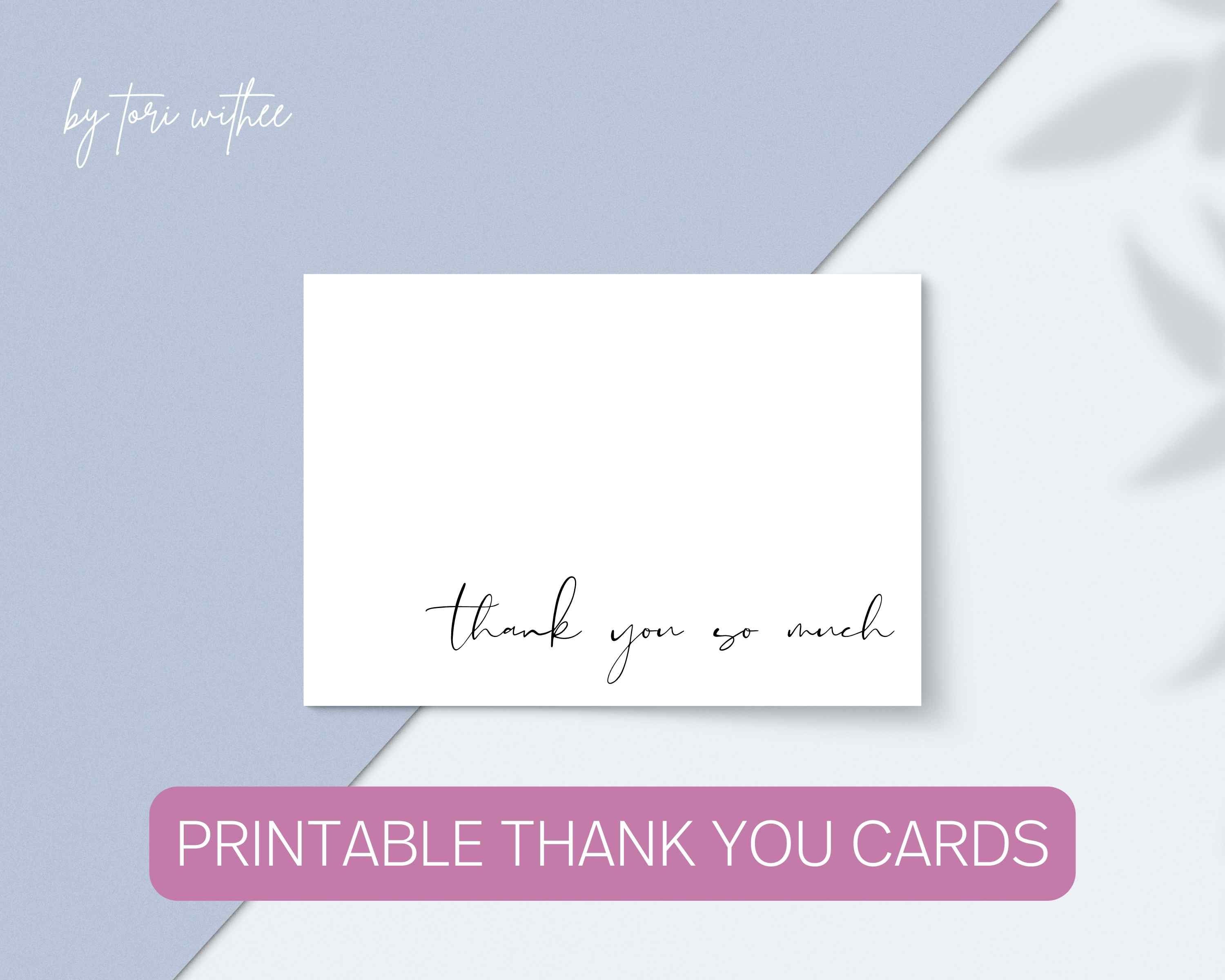 Printable Thank You Card Bundle - Folded Thank You Card - Flat Thank ...