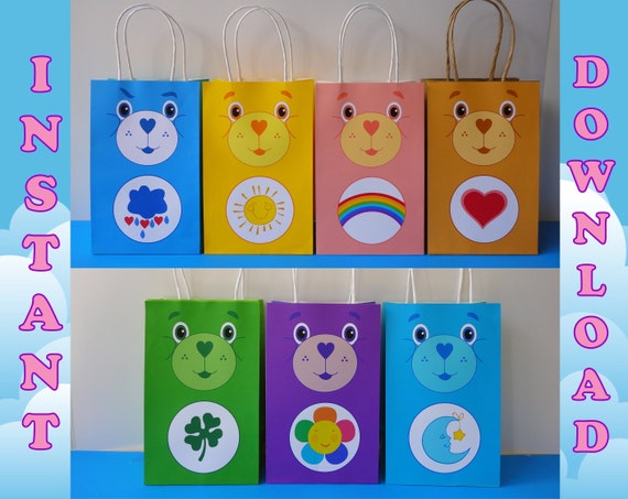 Carebears Party Favor Bags Care Bears Birthday Party Care Etsy