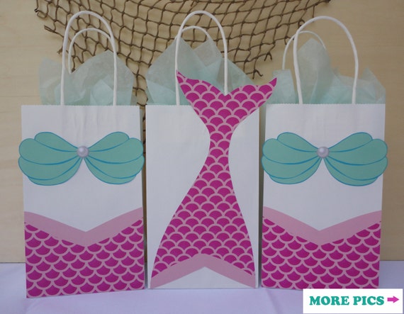 Mermaid Party Favor Bags/ Mermaid Birthday Party/ Supplies/ Mermaid Favor Bags/ Mermaid Goody Bags/ Candy/ Treat/ Favors/ Gift/ Bags/ Boxes Il_570xn