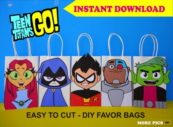 Teen Titans Go Party FAVOR BAGS/ Teen Titans Birthday Party Favors/ DIY Goody/ Goodie/ Loot/ Treat/ Candy/ Gift Bags/ Printable Decoration Il_570xn