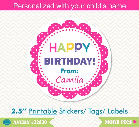 Birthday GIFT Stickers/ Labels/ Personalized Birthday Gift Stickers/ 2.5"/ Happy Birthday Stickers/ Happy Birthday Labels/ Present Stickers Il_570xn