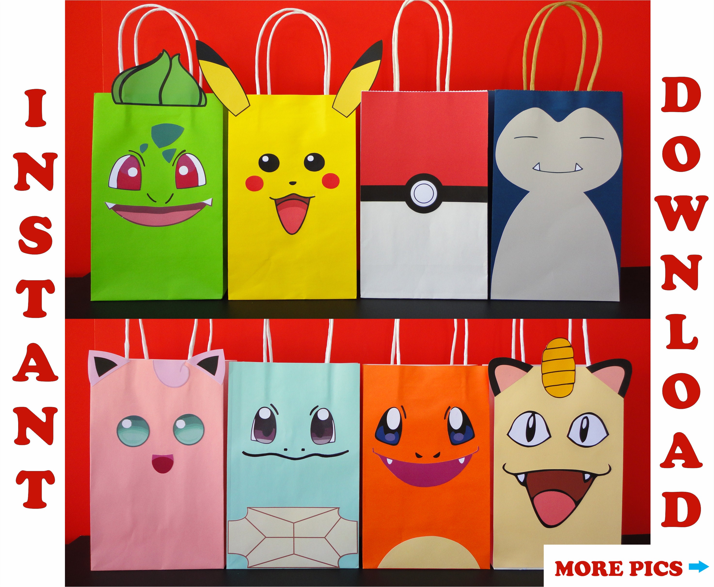 Pokemon Favor Bags/ Pokemon Party Bags/ Pokemon Birthday Party Etsy