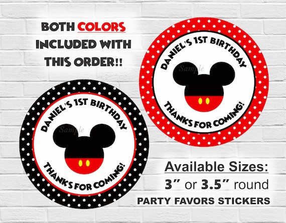 Mickey Mouse Party Favor Labels/ Stickers/ Mickey Mouse Birthday Party Favors/ Mickey Mouse Favor Bags/ Boxes/ Mickey Mouse Invitations/ DIY Il_570xn
