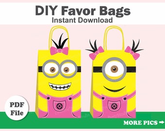 Girls Minions FAVOR BAGS/ Despicable Me Girls Minion Party Bags/ Minions Birthday/ Girl Minions Party/ Goodie/ Candy/ Treat/ Loot/ Favors