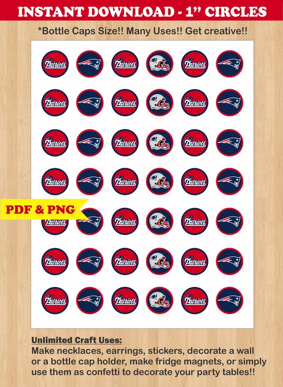 Patriots Bottle Caps image/ Patriots Printable Decoration/ Patriots Stickers 1 inch/ Patriots Party/ New England Patriots Party/ souvenir Il_570xn