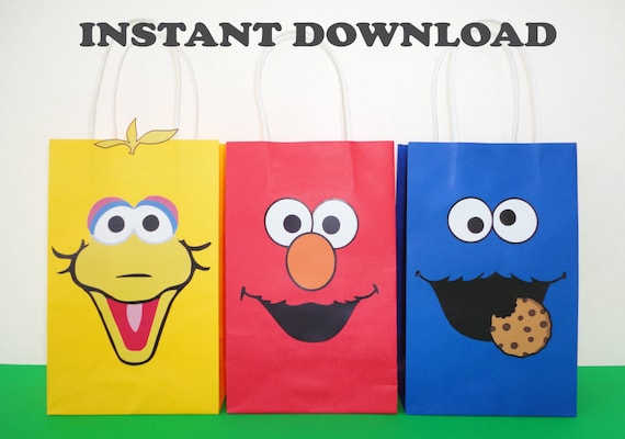 Sesame Street Party FAVOR BAGS/ Birthday Party Favors/ Goody/ Candy/ Goodie/ Treat/ Loot Bags/ Fiesta/ Decoration/ Sesame Street Birthday Il_570xn