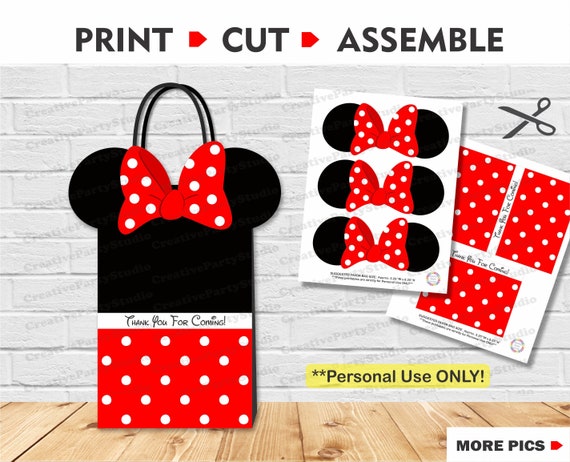 Minnie Mouse Party Favor Bags/ Minnie Mouse Treat Bags/ DIY Minnie Mouse Party decorations/ Gift Bags/ Minnie Mouse Birthday Party Favors Il_570xn