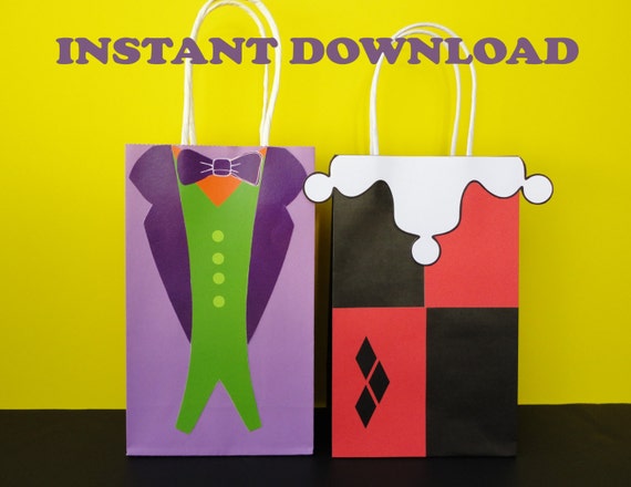 PRINTABLE: Harley Quinn &amp; Joker Favor Bags/ Birthday Party | Etsy