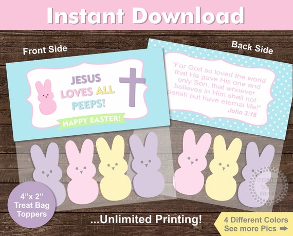 Christian Easter Treat Bags Toppers/ Easter Treat Bag Toppers/ Easter treat bags/ Easter treat bags for school/ Jesus Easter favors/ Easter Il_570xn