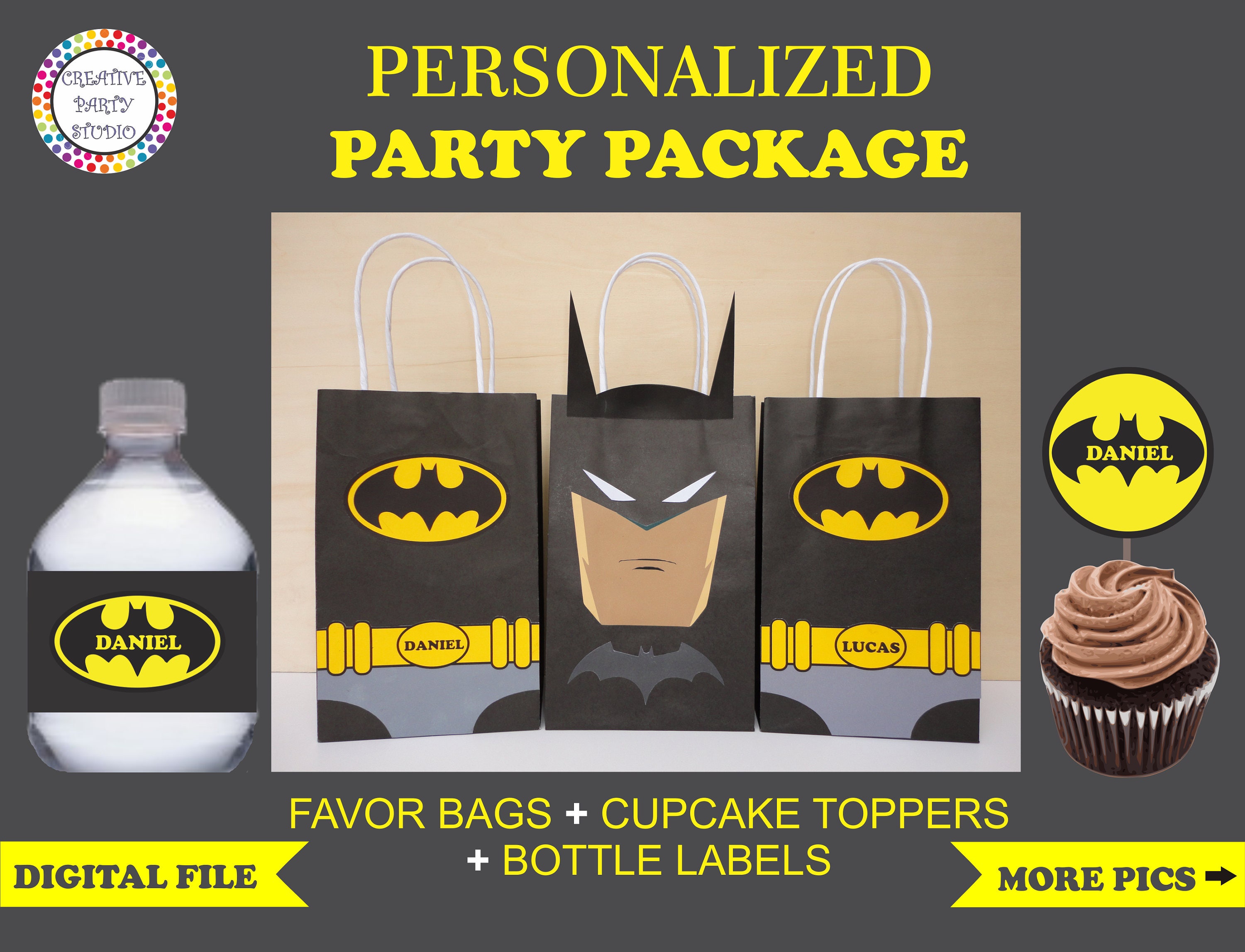 Batman Birthday Party/ Batman Favor Bags/ Batman Party Favors/ Etsy